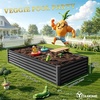 image:imageYITAHOME 144x48x12 in Galvanized Raised Garden Bed Kit Large Metal Planter Box with Gloves Safety Rubber amp Support Rod Outdoor Flower Bed for Plants Vegetables BlackBlack