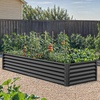 image:imageYITAHOME 144x48x12 in Galvanized Raised Garden Bed Kit Large Metal Planter Box with Gloves Safety Rubber amp Support Rod Outdoor Flower Bed for Plants Vegetables BlackBlack