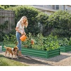 image:imageYITAHOME 144x48x12 in Galvanized Raised Garden Bed Kit Large Metal Planter Box with Gloves Safety Rubber amp Support Rod Outdoor Flower Bed for Plants Vegetables BlackGreen