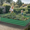 image:imageYITAHOME 144x48x12 in Galvanized Raised Garden Bed Kit Large Metal Planter Box with Gloves Safety Rubber amp Support Rod Outdoor Flower Bed for Plants Vegetables BlackGreen