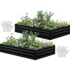 image:imageYITAHOME 144x48x12 in Galvanized Raised Garden Bed Kit Large Metal Planter Box with Gloves Safety Rubber amp Support Rod Outdoor Flower Bed for Plants Vegetables BlackBlack