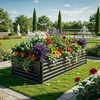 image:imageYITAHOME 144x48x12 in Galvanized Raised Garden Bed Kit Large Metal Planter Box with Gloves Safety Rubber amp Support Rod Outdoor Flower Bed for Plants Vegetables BlackBlack