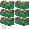 image:imageYITAHOME 144x48x12 in Galvanized Raised Garden Bed Kit Large Metal Planter Box with Gloves Safety Rubber amp Support Rod Outdoor Flower Bed for Plants Vegetables BlackGreen