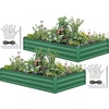image:imageYITAHOME 144x48x12 in Galvanized Raised Garden Bed Kit Large Metal Planter Box with Gloves Safety Rubber amp Support Rod Outdoor Flower Bed for Plants Vegetables BlackGreen