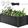 image:imageYITAHOME 144x48x12 in Galvanized Raised Garden Bed Kit Large Metal Planter Box with Gloves Safety Rubber amp Support Rod Outdoor Flower Bed for Plants Vegetables BlackBlack