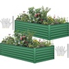 image:imageYITAHOME 144x48x12 in Galvanized Raised Garden Bed Kit Large Metal Planter Box with Gloves Safety Rubber amp Support Rod Outdoor Flower Bed for Plants Vegetables BlackGreen