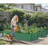 image:imageYITAHOME 144x48x12 in Galvanized Raised Garden Bed Kit Large Metal Planter Box with Gloves Safety Rubber amp Support Rod Outdoor Flower Bed for Plants Vegetables BlackGreen