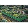 image:imageYITAHOME 144x48x12 in Galvanized Raised Garden Bed Kit Large Metal Planter Box with Gloves Safety Rubber amp Support Rod Outdoor Flower Bed for Plants Vegetables BlackGreen