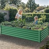 image:imageYITAHOME 144x48x12 in Galvanized Raised Garden Bed Kit Large Metal Planter Box with Gloves Safety Rubber amp Support Rod Outdoor Flower Bed for Plants Vegetables BlackGreen