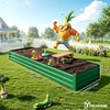 image:imageYITAHOME 144x48x12 in Galvanized Raised Garden Bed Kit Large Metal Planter Box with Gloves Safety Rubber amp Support Rod Outdoor Flower Bed for Plants Vegetables BlackGreen