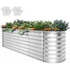 image:imageYITAHOME 144x48x12 in Galvanized Raised Garden Bed Kit Large Metal Planter Box with Gloves Safety Rubber amp Support Rod Outdoor Flower Bed for Plants Vegetables BlackSilver