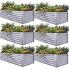 image:imageYITAHOME 144x48x12 in Galvanized Raised Garden Bed Kit Large Metal Planter Box with Gloves Safety Rubber amp Support Rod Outdoor Flower Bed for Plants Vegetables BlackSilver