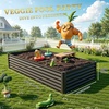 image:imageYITAHOME 144x48x12 in Galvanized Raised Garden Bed Kit Large Metal Planter Box with Gloves Safety Rubber amp Support Rod Outdoor Flower Bed for Plants Vegetables BlackBlack