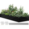 image:imageYITAHOME 144x48x12 in Galvanized Raised Garden Bed Kit Large Metal Planter Box with Gloves Safety Rubber amp Support Rod Outdoor Flower Bed for Plants Vegetables BlackBlack