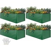 image:imageYITAHOME 144x48x12 in Galvanized Raised Garden Bed Kit Large Metal Planter Box with Gloves Safety Rubber amp Support Rod Outdoor Flower Bed for Plants Vegetables BlackGreen