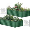 image:imageYITAHOME 144x48x12 in Galvanized Raised Garden Bed Kit Large Metal Planter Box with Gloves Safety Rubber amp Support Rod Outdoor Flower Bed for Plants Vegetables BlackGreen