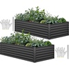 image:imageYITAHOME 144x48x12 in Galvanized Raised Garden Bed Kit Large Metal Planter Box with Gloves Safety Rubber amp Support Rod Outdoor Flower Bed for Plants Vegetables BlackBlack