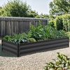 image:imageYITAHOME 144x48x12 in Galvanized Raised Garden Bed Kit Large Metal Planter Box with Gloves Safety Rubber amp Support Rod Outdoor Flower Bed for Plants Vegetables BlackBlack
