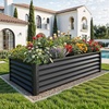 image:imageYITAHOME 8x2x2ft Large Raised Garden Bed Kit 24 Tall 9 in 1Galvanized Metal Planter Box with Gloves and Safety Rubber Outdoor Above Ground Planters for Plants Vegetables Flowers BlackBlack