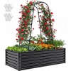 image:imageYITAHOME 8x2x2ft Large Raised Garden Bed Kit 24 Tall 9 in 1Galvanized Metal Planter Box with Gloves and Safety Rubber Outdoor Above Ground Planters for Plants Vegetables Flowers BlackBlack