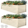 image:imageYITAHOME 8x2x2ft Large Raised Garden Bed Kit 24 Tall 9 in 1Galvanized Metal Planter Box with Gloves and Safety Rubber Outdoor Above Ground Planters for Plants Vegetables Flowers BlackCream Yellow