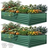 image:imageYITAHOME 8x2x2ft Large Raised Garden Bed Kit 24 Tall 9 in 1Galvanized Metal Planter Box with Gloves and Safety Rubber Outdoor Above Ground Planters for Plants Vegetables Flowers BlackGreen