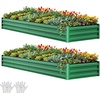 image:imageYITAHOME 8x2x2ft Large Raised Garden Bed Kit 24 Tall 9 in 1Galvanized Metal Planter Box with Gloves and Safety Rubber Outdoor Above Ground Planters for Plants Vegetables Flowers BlackGreen