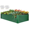 image:imageYITAHOME 8x2x2ft Large Raised Garden Bed Kit 24 Tall 9 in 1Galvanized Metal Planter Box with Gloves and Safety Rubber Outdoor Above Ground Planters for Plants Vegetables Flowers BlackGreen