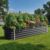 image:imageYITAHOME 8x2x2ft Large Raised Garden Bed Kit 24 Tall 9 in 1Galvanized Metal Planter Box with Gloves and Safety Rubber Outdoor Above Ground Planters for Plants Vegetables Flowers BlackBlack
