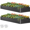 image:imageYITAHOME 8x2x2ft Large Raised Garden Bed Kit 24 Tall 9 in 1Galvanized Metal Planter Box with Gloves and Safety Rubber Outdoor Above Ground Planters for Plants Vegetables Flowers BlackBlack