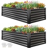image:imageYITAHOME 8x2x2ft Large Raised Garden Bed Kit 24 Tall 9 in 1Galvanized Metal Planter Box with Gloves and Safety Rubber Outdoor Above Ground Planters for Plants Vegetables Flowers BlackBlack
