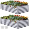 image:imageYITAHOME 8x2x2ft Large Raised Garden Bed Kit 24 Tall 9 in 1Galvanized Metal Planter Box with Gloves and Safety Rubber Outdoor Above Ground Planters for Plants Vegetables Flowers BlackSilver