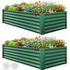 image:imageYITAHOME 8x2x2ft Large Raised Garden Bed Kit 24 Tall 9 in 1Galvanized Metal Planter Box with Gloves and Safety Rubber Outdoor Above Ground Planters for Plants Vegetables Flowers BlackGreen
