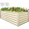 image:imageYITAHOME 8x2x2ft Large Raised Garden Bed Kit 24 Tall 9 in 1Galvanized Metal Planter Box with Gloves and Safety Rubber Outdoor Above Ground Planters for Plants Vegetables Flowers BlackCream Yellow
