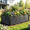 image:imageYITAHOME 8x2x2ft Large Raised Garden Bed Kit 24 Tall 9 in 1Galvanized Metal Planter Box with Gloves and Safety Rubber Outdoor Above Ground Planters for Plants Vegetables Flowers BlackBlack