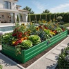 image:imageYITAHOME 8x2x2ft Large Raised Garden Bed Kit 24 Tall 9 in 1Galvanized Metal Planter Box with Gloves and Safety Rubber Outdoor Above Ground Planters for Plants Vegetables Flowers BlackGreen