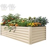 image:imageYITAHOME 8x2x2ft Large Raised Garden Bed Kit 24 Tall 9 in 1Galvanized Metal Planter Box with Gloves and Safety Rubber Outdoor Above Ground Planters for Plants Vegetables Flowers BlackCream Yellow