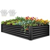 image:imageYITAHOME 8x2x2ft Large Raised Garden Bed Kit 24 Tall 9 in 1Galvanized Metal Planter Box with Gloves and Safety Rubber Outdoor Above Ground Planters for Plants Vegetables Flowers BlackBlack