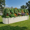 image:imageYITAHOME 8x2x2ft Large Raised Garden Bed Kit 24 Tall 9 in 1Galvanized Metal Planter Box with Gloves and Safety Rubber Outdoor Above Ground Planters for Plants Vegetables Flowers BlackWhite