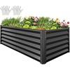image:imageYITAHOME 8x2x2ft Large Raised Garden Bed Kit 24 Tall 9 in 1Galvanized Metal Planter Box with Gloves and Safety Rubber Outdoor Above Ground Planters for Plants Vegetables Flowers BlackBlack