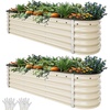 image:imageYITAHOME 8x2x2ft Large Raised Garden Bed Kit 24 Tall 9 in 1Galvanized Metal Planter Box with Gloves and Safety Rubber Outdoor Above Ground Planters for Plants Vegetables Flowers BlackCream Yellow