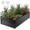 image:imageYITAHOME 8x2x2ft Large Raised Garden Bed Kit 24 Tall 9 in 1Galvanized Metal Planter Box with Gloves and Safety Rubber Outdoor Above Ground Planters for Plants Vegetables Flowers BlackBlack
