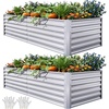 image:imageYITAHOME 8x2x2ft Large Raised Garden Bed Kit 24 Tall 9 in 1Galvanized Metal Planter Box with Gloves and Safety Rubber Outdoor Above Ground Planters for Plants Vegetables Flowers BlackSilver