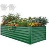 image:imageYITAHOME 8x2x2ft Large Raised Garden Bed Kit 24 Tall 9 in 1Galvanized Metal Planter Box with Gloves and Safety Rubber Outdoor Above Ground Planters for Plants Vegetables Flowers BlackGreen