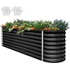 image:imageYITAHOME 8x2x2ft Large Raised Garden Bed Kit 24 Tall 9 in 1Galvanized Metal Planter Box with Gloves and Safety Rubber Outdoor Above Ground Planters for Plants Vegetables Flowers BlackBlack