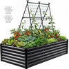 image:imageYITAHOME 8x2x2ft Large Raised Garden Bed Kit 24 Tall 9 in 1Galvanized Metal Planter Box with Gloves and Safety Rubber Outdoor Above Ground Planters for Plants Vegetables Flowers BlackBlack