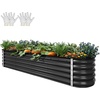 image:imageYITAHOME 8x2x2ft Large Raised Garden Bed Kit 24 Tall 9 in 1Galvanized Metal Planter Box with Gloves and Safety Rubber Outdoor Above Ground Planters for Plants Vegetables Flowers BlackBlack