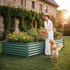 image:imageYITAHOME 8x2x2ft Large Raised Garden Bed Kit 24 Tall 9 in 1Galvanized Metal Planter Box with Gloves and Safety Rubber Outdoor Above Ground Planters for Plants Vegetables Flowers BlackGreen
