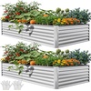 image:imageYITAHOME 8x2x2ft Large Raised Garden Bed Kit 24 Tall 9 in 1Galvanized Metal Planter Box with Gloves and Safety Rubber Outdoor Above Ground Planters for Plants Vegetables Flowers BlackSilver