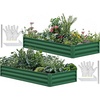 image:imageYITAHOME 144x48x12 in Galvanized Raised Garden Bed Kit Large Metal Planter Box with Gloves Safety Rubber amp Support Rod Outdoor Flower Bed for Plants Vegetables BlackGreen